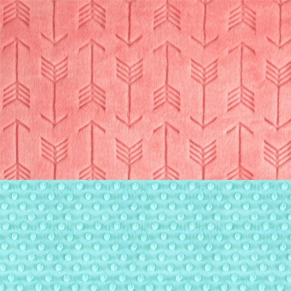 Crib Blanket 42 x 55 Minky Blanket Girl, Coral Arrow Personalized Baby Blanket Crib size // Coral Baby Blanket // Custom Blanket