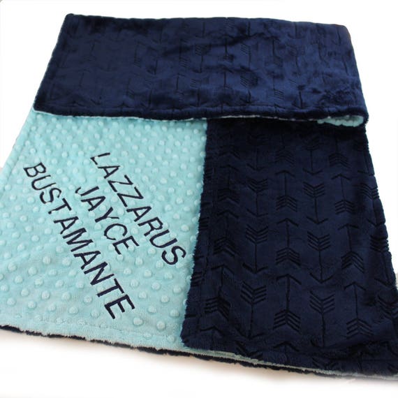 Personalized Baby Blanket For Boy- Minky Blanket Embossed Arrow Blanket - Saltwater Navy Arrow Nursery / Baby Shower Gift / Name Blanket