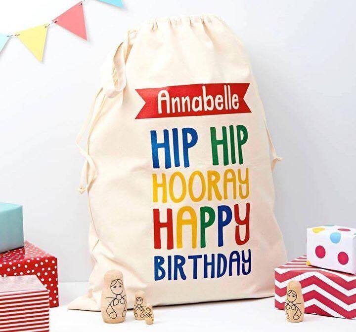 Happy Birthday Gift Bags Canvas Gift Sacks Personalized