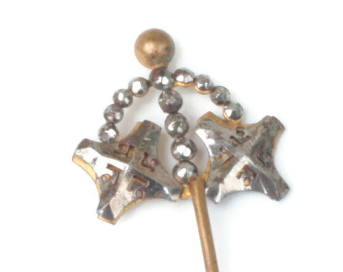 Antique Cut Steel Hat Pin Hair Pin 5 Inches Long Victorian