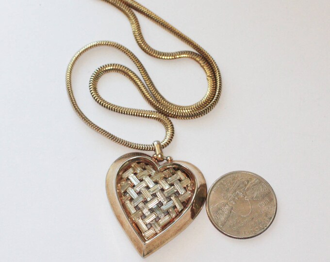 Crystal Heart Pendant Necklace Trifari Heart Throb A. Philippe 1951