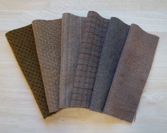 Brown- Hand Dyed Felted Wool in a Beautiful Collection a Perfect Rug Hooking and Applique Wool
