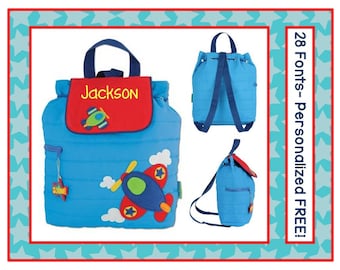 28 Fonts- Personalized Toddler AIRPLANE Quilted Backpack- Preschool/ Day Care/ Diaper Bag