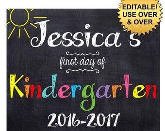 DIY editable printable First day of school ANY grade Girls or Boys chalkboard poster Instant download sign Digital File PDF 16x20 or 8x10