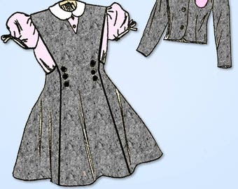 1950s Vintage Mail Order Sewing Pattern E-2000 Little Girls Jumper Suit Size 8