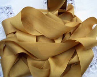 Pure Silk Ribbon Gold Color 1 1/2 inch 36mm wide 20 yards~ SALE~