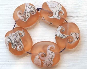 Frosted Pink Handmade Lampwork Glass Bead Set