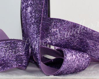 Purple Glitter Ribbon, 1.5" wide by the yard, Purple Glitter Velvet, Christmas Ribbon, HeadBands, Gift Wrapping, Party Supplies, Costumes