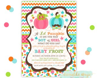 Little Pumpkin Gender Reveal Party Invitation, Fall Gender Reveal Invite, Boy or Girl, He or She, Sex Reveal, Gender Reveal Invite, DIY