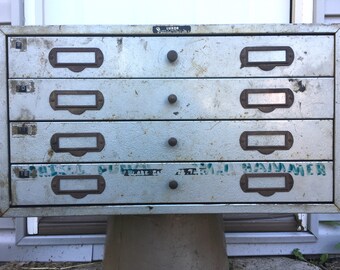 Large Vintage metal 4 Drawer parts cabinet