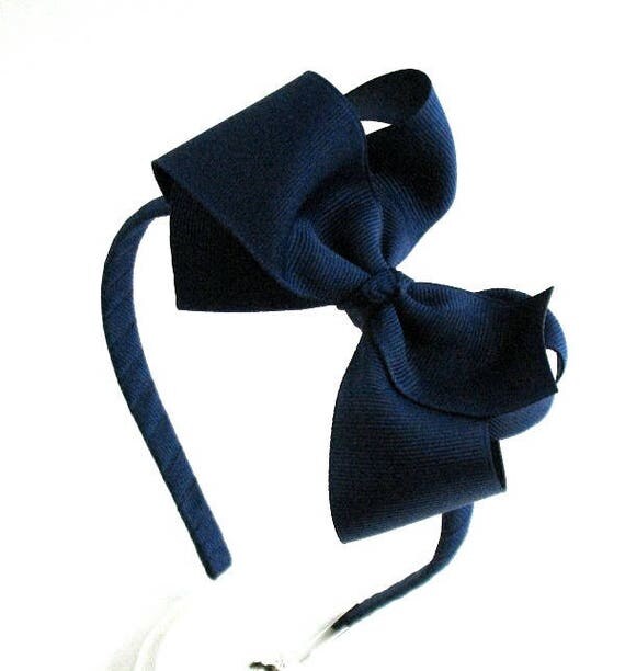 School Uniform Navy Blue Bow Headband For Girls Light Navy