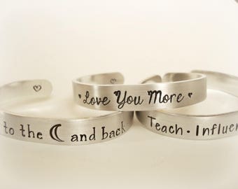 Hand Stamped, 3/8" Personalized Bracelet,Custom Bracelet, Mantra Bracelet, Customized, Mantra Band Style Bracelet