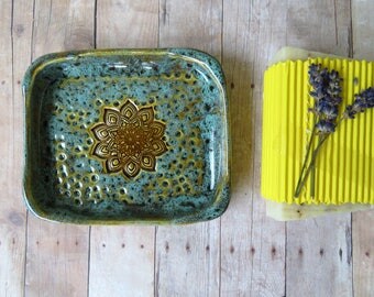 Ceramic soap dish, mandala pottery, clay soap dish, pottery soap dish, stoneware soap dish, soap holder, handmade ceramics and pottery
