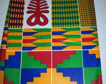 Aya Adinkra Symbol Kente fabric by the yard/ Multicolor Adinkra Kente/ Kente print fabric