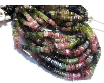 ON SALE 55% Tourmaline - 14 Inches Strand - Finest Quality Tourmaline Square Heishi Beads Size 4 mm approx, Natural stone Wholesale Price