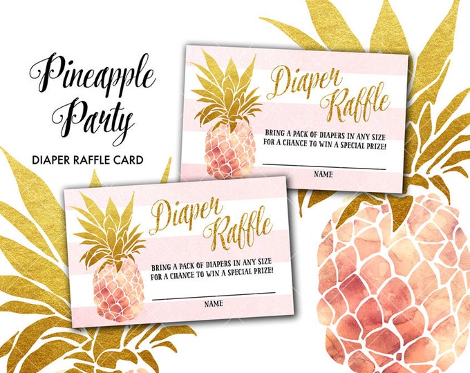 Pineapple Baby Shower Diaper Raffle Card Tropical Summer Sweet Pineapple Diaper Raffle Card Instant Download Print Your Own