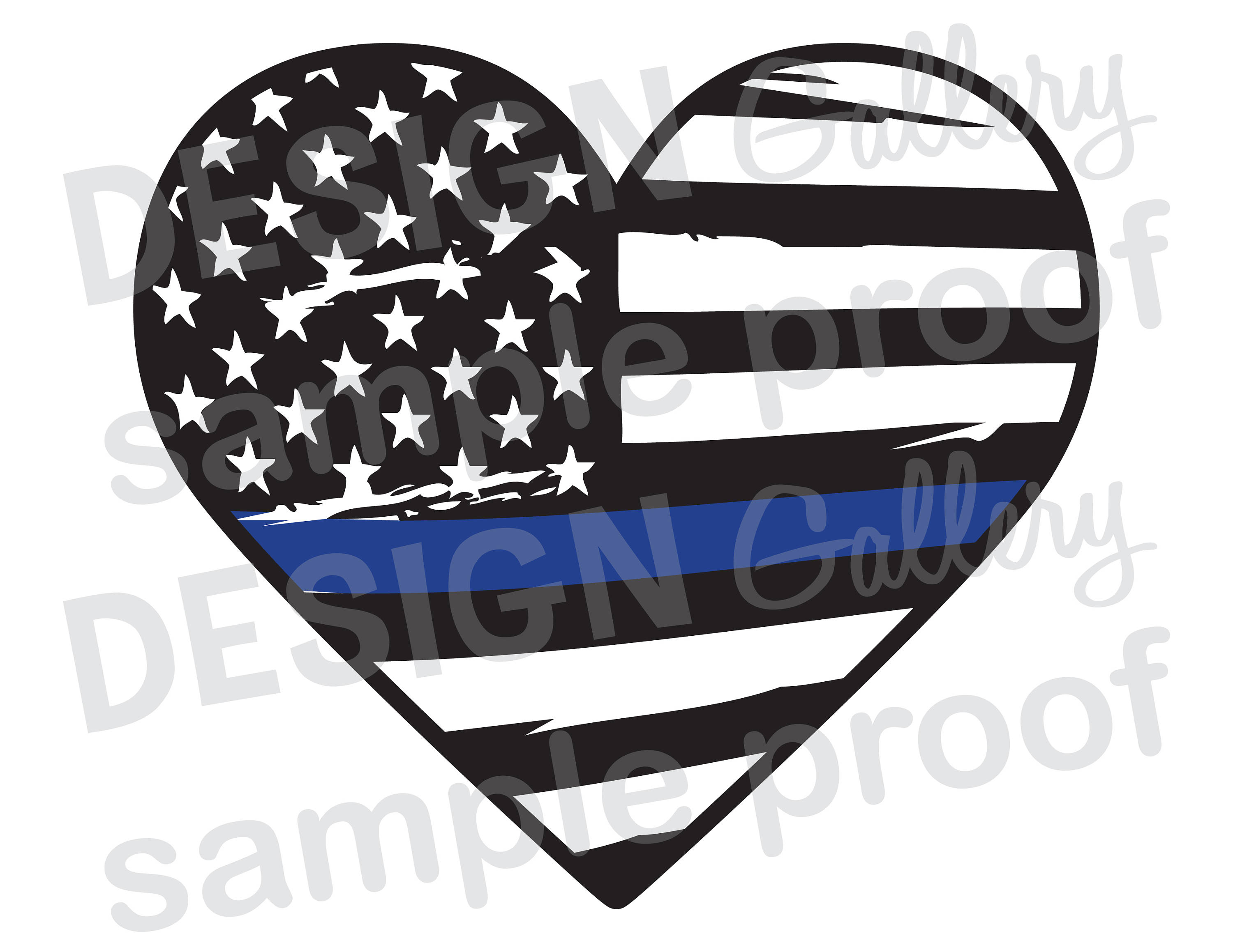 Download Heart American Flag Thin Blue Line Love Distressed Rippled