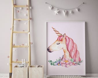 Unicorn print | children's prints | Unicorn | Kids wall art | Unicorn wall art | Individual print