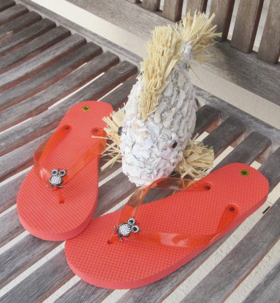 Orange Flip Flops Women's Size Medium 7 8 Flip Flops