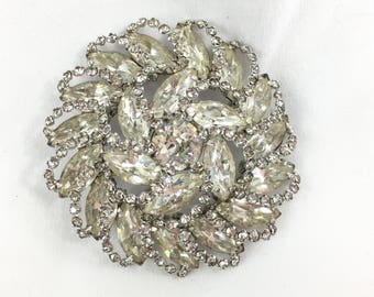 Vintage Weiss Rhinestone Brooch Wedding Jewelry Elegant Wedding Rare Beauty