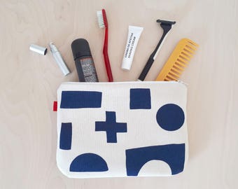 Mens Toiletry Bag Blue Shaving Bag Toiletry Bag Men Shaving Bag Men Canvas Toiletry Bag Travel Sewing kit Toiletry Bag Handprinted by Olula