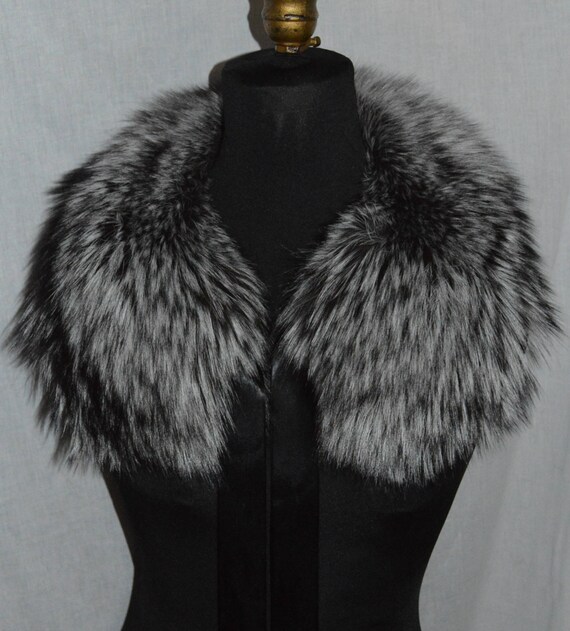 Real Genuine Silver Fox Fur Collar new made in usa authentic