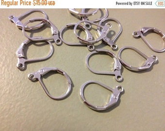 ON SALE 100 Silver Leverback Earwire Earrings 10x15mm Lever Back Earring Findings Earring Supplies Silver Earrings Jewelry Making DIY Jewel
