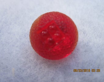 ANTIQUE OUTSTANDING 1930's Ruby Red Depression Glass Button with Molded Top....#8