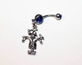 Scarecrow Belly Button Ring, Garden, Halloween Jewelry, Gift For Farmer, Navel Ring, Belly Piercing