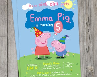 Peppa Pig Invitation - Peppa Pig Birthday Invitation - Peppa Pig Party Invite - Boy Girl Birthday Printable invite