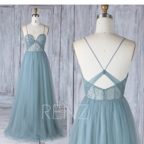  Bridesmaid  Dress  Dusty Blue  Tulle DressWedding