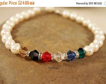 CIJ Freshwater Pearl Bracelet, Salvation Bracelet , Swarovski Pearl Beaded Bracelet. Gift for Her CKDesigns.US