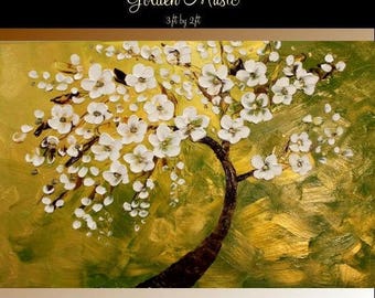 SALE Large 36" Original Oil gallery canvas abstract Contemporary palette knife signature Cherry Tree painting by Nicolette Vaughan Horner