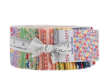 12% off thru July 30S PLAYTIME 2017 Chloe's Closet Moda Jelly Roll fabric 40 2.5 inch strips 33210JR- floral 30s reproductions