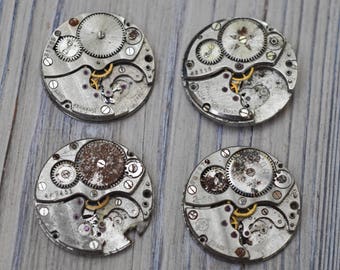 0.9 inch Set of 4 vintage wrist watch movements.