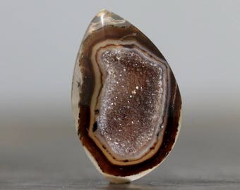 Quartz Druzy Gemstone Cabochon Flat Back Bezel Setting Wire Wrapping Brown Natural Drusy Bead Pedant Ring Rock Finding (CA9165)