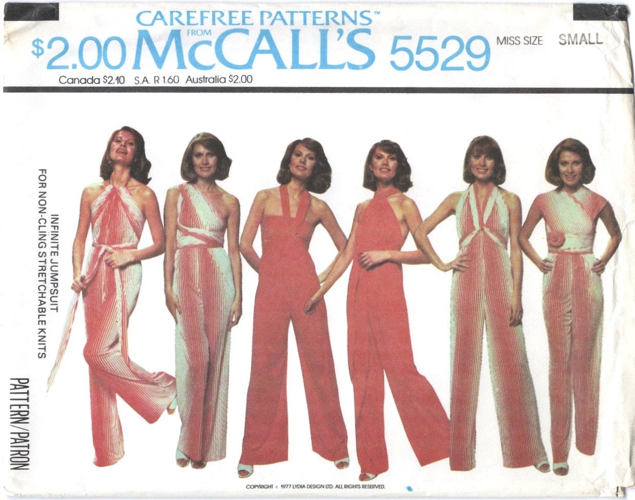 1970s Infinite Jumpsuit pattern by Lydia Silvestry McCall's 5529