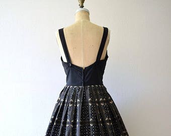 1950s novelty print dress . vintage 50s sundress