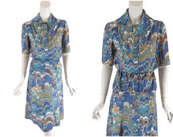 60s/70s Knit Blouse and Skirt Set - med