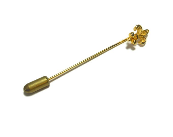 Fleur de lis lapel stick pin, flower of the lily, gold pin, represent French royalty, signifies perfection, light and life, tie pin, vintage