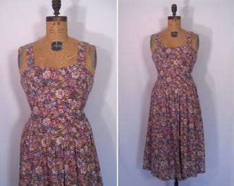 1970s wildflower print sundress • 70s floral print day dress • vintage down by the riverside dress