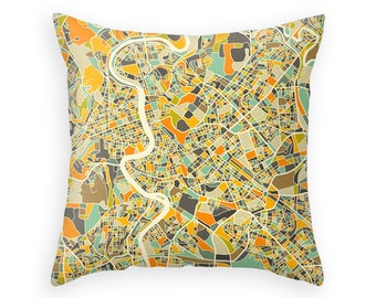 ROME MAP, Colorful Throw pillow for your home decor (ivory version)
