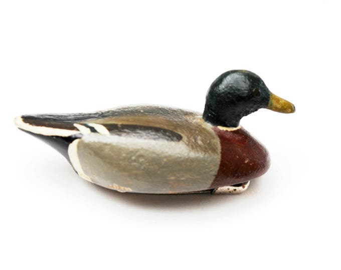 Wood Duck brooch - carved wooden mallard Duck Deco bird pin