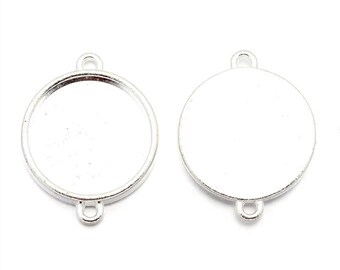 5 pendants connectors support cabochon Silver (pr cabochon 20 mm)