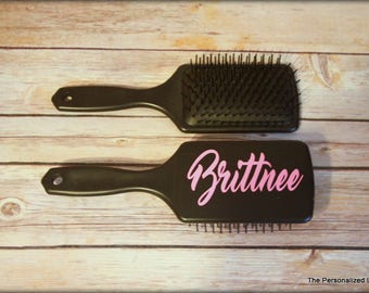 Monogram Paddle Brush - Personalized Custom Black Paddle Hair Brush Bride Bridesmaid Cheer Dance Gift