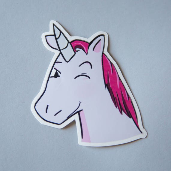 winking unicorn sticker laptop stickers cute stickers