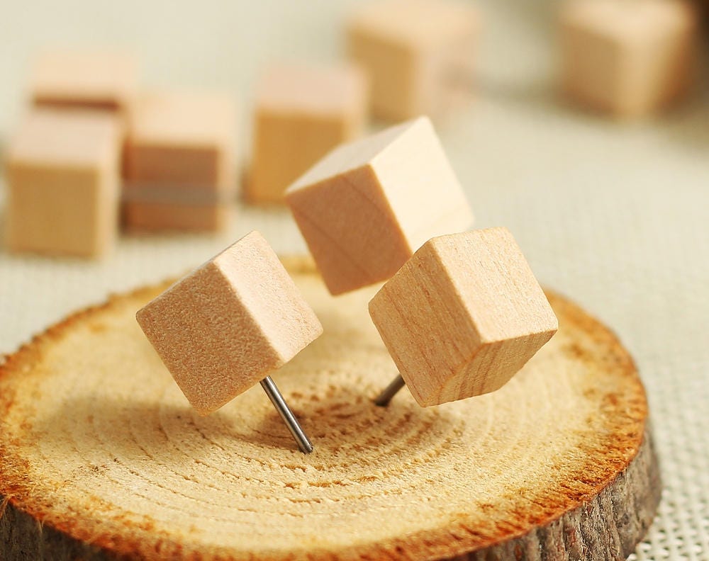 10 Pcs Square Wooden Push Pins Drawing pin Thumbtack