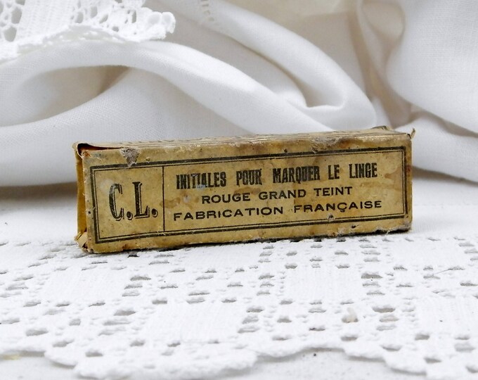 Antique 210 cm / 83 inches Unused French Fabric Laundry Labels Letters F L with Box, Clothes Initial Tags from France, Monogram Label