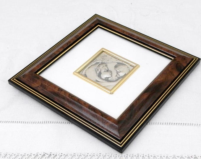 Vintage Sterling Silver Framed Embossed Repoussé Picture of the Virgin Mary and Child Made in Italy by Valentina, Religious Icon in Silver