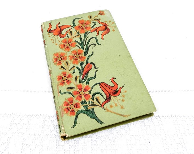 Antique French Child's Decorative Green Covered Novel with Red and Gold Flower Pattern Printed in 1910 Rose Fermont by Mme Vattier